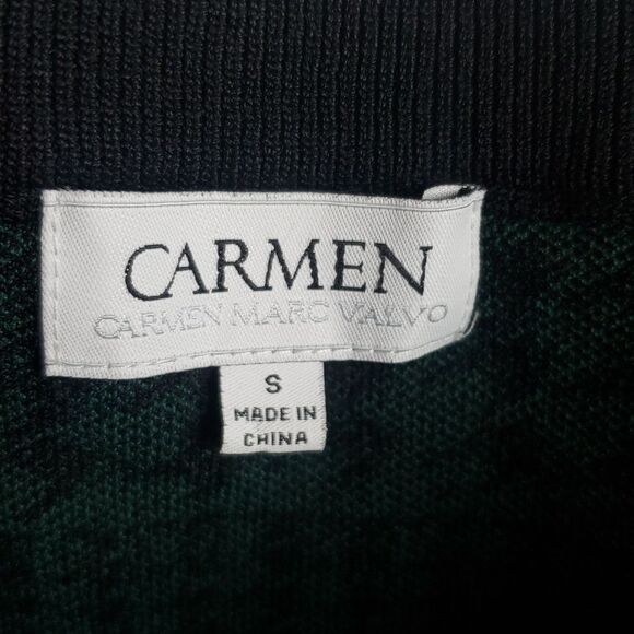 Carmen Marc Valvo Women's Small Green & Black Houndstooth Skirt - Picture 8 of 10